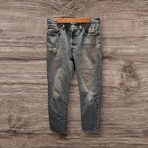 Levi's Big E 501 Distressed Light Blue Straight Jeans